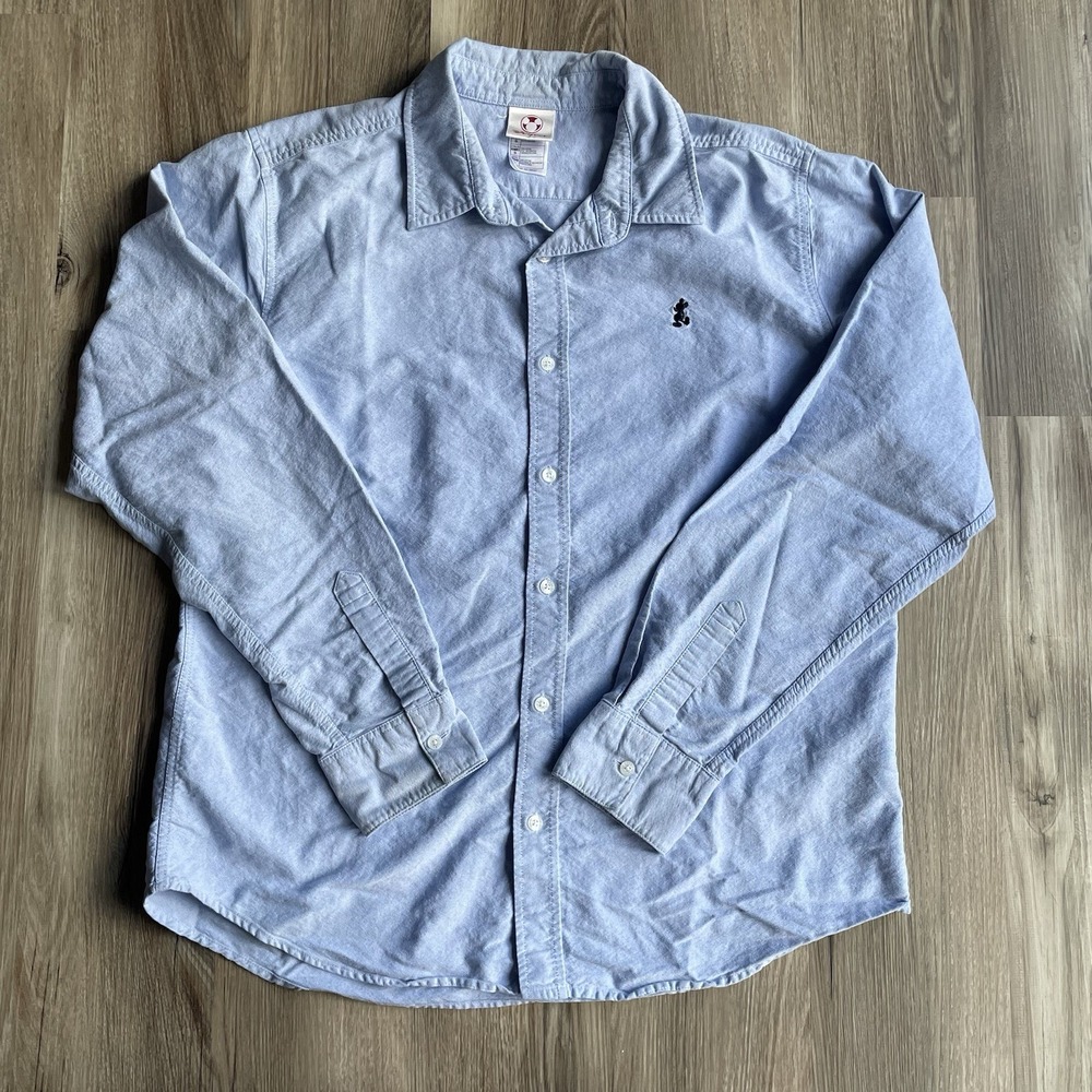 Disney‎ Store Mens Mickey Mouse Oxford Button Down Shirt Blue Large W2112M0007